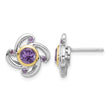 Shey Couture Sterling Silver Rhodium-plated with 14k Accent 1.05Amethyst and .12Pink Quartz Earrings - Birthstone Company