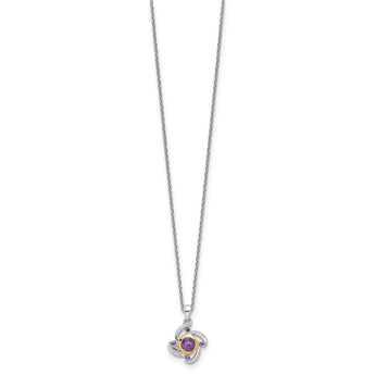 Shey Couture Sterling Silver Rhodium-Rhodium-Plated with 14K Accent .55Amethyst and .06Pink Quartz 18 inch Necklace - Birthstone Company