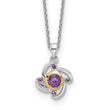 Shey Couture Sterling Silver Rhodium-Rhodium-Plated with 14K Accent .55Amethyst and .06Pink Quartz 18 inch Necklace - Birthstone Company