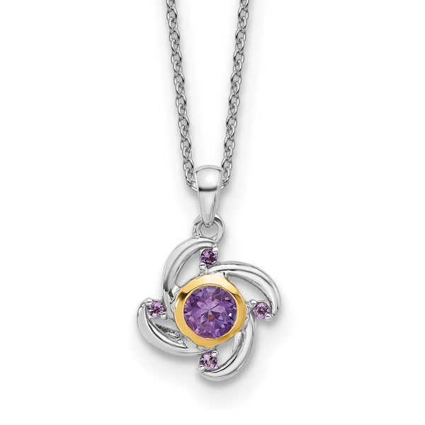 Shey Couture Sterling Silver Rhodium-Rhodium-Plated with 14K Accent .55Amethyst and .06Pink Quartz 18 inch Necklace - Birthstone Company