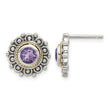 Shey Couture Sterling Silver with 14k Accent Antiqued Amethyst Post Earrings - Birthstone Company