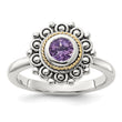 Shey Couture Sterling Silver with 14k Accent Antiqued Amethyst Ring - Birthstone Company
