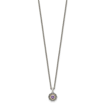 Shey Couture Sterling Silver with 14k Accent Antiqued Amethyst 18 inch Necklace - Birthstone Company