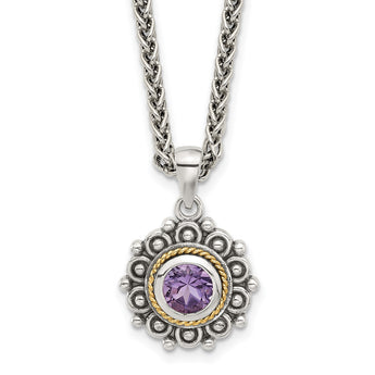 Shey Couture Sterling Silver with 14k Accent Antiqued Amethyst 18 inch Necklace - Birthstone Company