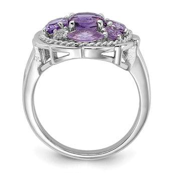 Shey Couture Sterling Silver Rhodium-plated with 14k Accent .78Amethyst / 1.0Pink Quartz / .06White Topaz Ring - Birthstone Company