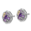 Shey Couture Sterling Silver Rhodium-plated with 14k Accent .54Amethyst / .63 Pink Quartz / .03 White Topaz Earrings - Birthstone Company