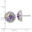 Shey Couture Sterling Silver Rhodium-plated with 14k Accent .54Amethyst / .63 Pink Quartz / .03 White Topaz Earrings - Birthstone Company