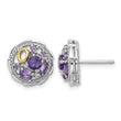 Shey Couture Sterling Silver Rhodium-plated with 14k Accent .54Amethyst / .63 Pink Quartz / .03 White Topaz Earrings - Birthstone Company