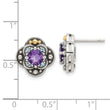 Shey Couture Sterling Silver with 14k Accent Antiqued .91 Amethyst / .11Swiss Blue Topaz Post Earrings - Birthstone Company