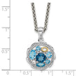 Shey Couture Sterling Silver Rhodium-Rhodium-Plated with 14k Accent 1.36 Swiss Blue Topaz/1.05 London Blue Topaz/.09 White Topaz 18 inch Necklace - Birthstone Company