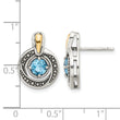 Shey Couture Sterling Silver Antiqued with 14k Accent Light Swiss Blue Topaz Post Earrings - Birthstone Company