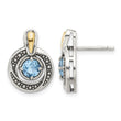 Shey Couture Sterling Silver Antiqued with 14k Accent Light Swiss Blue Topaz Post Earrings - Birthstone Company