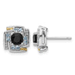 Shey Couture Sterling Silver Rhodium-plated with 14k Accent .96 Onyx / .33 Swiss Blue Topaz Post Earrings - Birthstone Company