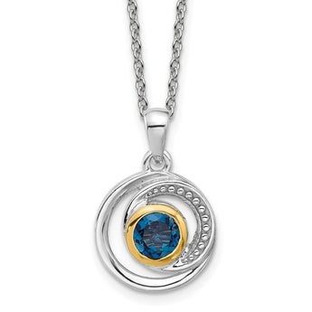 Shey Couture Sterling Silver Rhodium-Rhodium-Plated with 14k Accent London Blue Topaz 18 inch Necklace - Birthstone Company