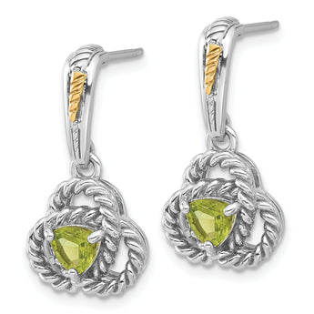 Shey Couture Sterling Silver Rhodium-plated with 14k Accent Peridot Dangle Post Earrings