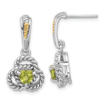 Shey Couture Sterling Silver Rhodium-plated with 14k Accent Peridot Dangle Post Earrings