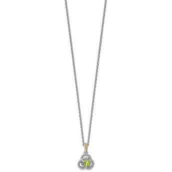 Shey Couture Sterling Silver Rhodium-Rhodium-Plated with 14k Accent Peridot 18 inch Necklace - Birthstone Company