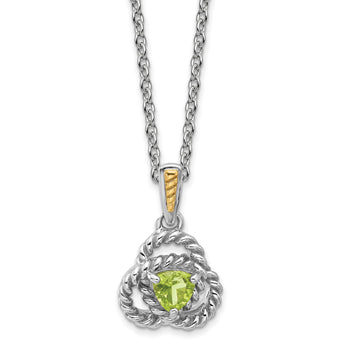 Shey Couture Sterling Silver Rhodium-Rhodium-Plated with 14k Accent Peridot 18 inch Necklace - Birthstone Company