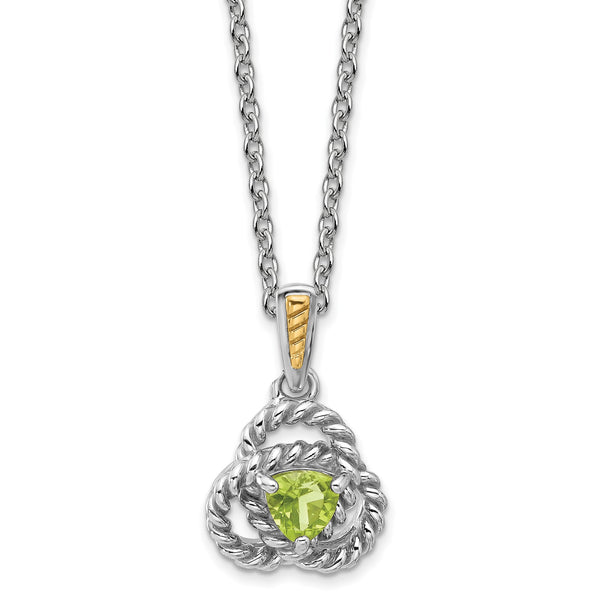 Shey Couture Sterling Silver Rhodium-Rhodium-Plated with 14k Accent Peridot 18 inch Necklace - Birthstone Company