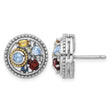Shey Couture Sterling Silver Rh-plated w/14k Accent .10 Light and .55Swiss Blue Topaz/.52Garnet/.19Citrine/.02Peridot/.06White Topaz Earrings - Birthstone Company