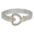 Shey Couture Sterling Silver with 14K Accent 7.75 Inch Antiqued Diamond Heart Bracelet - Birthstone Company