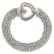 Shey Couture Sterling Silver with 14K Accent 7.75 Inch Antiqued Diamond Heart Bracelet - Birthstone Company