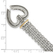 Shey Couture Sterling Silver with 14K Accent 7.75 Inch Antiqued Diamond Heart Bracelet - Birthstone Company