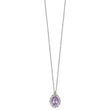 Shey Couture Sterling Silver Rhodium-plated with 14k Accent Oval Amethyst 18 inch with 2 inch Extension Vintage Necklace - Birthstone Company