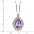 Shey Couture Sterling Silver Rhodium-plated with 14k Accent Oval Amethyst 18 inch with 2 inch Extension Vintage Necklace - Birthstone Company