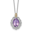 Shey Couture Sterling Silver Rhodium-plated with 14k Accent Oval Amethyst 18 inch with 2 inch Extension Vintage Necklace