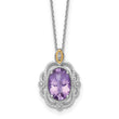 Shey Couture Sterling Silver Rhodium-plated with 14k Accent Oval Amethyst 18 inch with 2 inch Extension Vintage Necklace - Birthstone Company