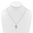 Shey Couture Sterling Silver Rhodium-plated with 14k Accent Round Garnet Textured Cross 18 inch with 2 inch Extension Necklace - Birthstone Company