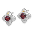 Shey Couture Sterling Silver Rhodium-plated with 14k Accent Round Garnet Flower Post Earrings - Birthstone Company