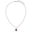 Shey Couture Sterling Silver Rhodium-plated with 14k Accent Round Garnet Flower 18 inch with 2 inch Extension Necklace - Birthstone Company