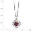 Shey Couture Sterling Silver Rhodium-plated with 14k Accent Round Garnet Flower 18 inch with 2 inch Extension Necklace - Birthstone Company