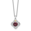 Shey Couture Sterling Silver Rhodium-plated with 14k Accent Round Garnet Flower 18 inch with 2 inch Extension Necklace - Birthstone Company