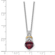 Shey Couture Sterling Silver Rhodium-plated with 14k Accent Checker Cushion Garnet and .04ct. Diamond 18 inch w/2 inch Extension Necklace - Birthstone Company