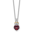 Shey Couture Sterling Silver Rhodium-plated with 14k Accent Checker Cushion Garnet and .04ct. Diamond 18 inch w/2 inch Extension Necklace - Birthstone Company