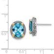 Sterling Silver 14K Gold Swiss Blue Topaz Antique Earrings