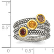 Shey Couture Sterling Silver Gold-tone Flash Gold-plated Antiqued Round Bezel .30Garnet/.20Citrine/.20Smoky Quartz 3 Stackable Rings - Birthstone Company
