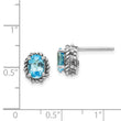 925 Silver Blue Topaz Antique Stud Earrings for Women