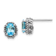 925 Silver Blue Topaz Antique Stud Earrings for Women