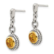 Sterling Silver Gold-Plated Citrine Dangle Earrings Vintage Style
