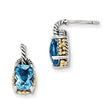 Two-Tone 14K Gold Sky Blue Topaz Drop Earrings