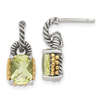 Accent Lemon Quartz Dangle Earrings in 14K Two-Tone Gold