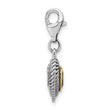 Lemon Quartz Charm in Sterling Silver, 25mm Antiqued