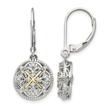 Vintage Sterling Silver 14K Gold Diamond Dangle Earrings - Birthstone Company