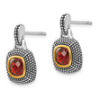 925 Sterling Silver Garnet Earrings with Gold-Plated Antique Finish
