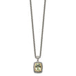Cushion Bezel Green Quartz Necklace in Sterling Silver, 20 Inch