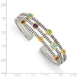 Shey Couture Sterling Silver 14K Accent Multi-Gemstone Antiqued Cuff Bracelet - Birthstone Company